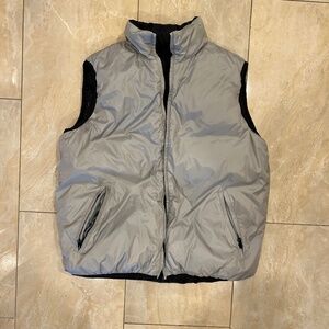 Men's Reversable Silver or Black 2-sided 5-pocket Wheater Proof Down Vest